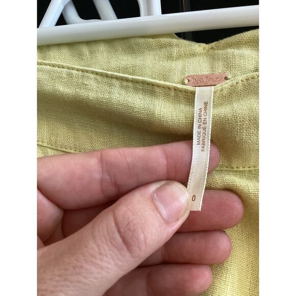 Free People Flounced Linen Midi Skirt Sz 0 NEW Butter Yellow Boho Beachy Coastal - Picture 3 of 9
